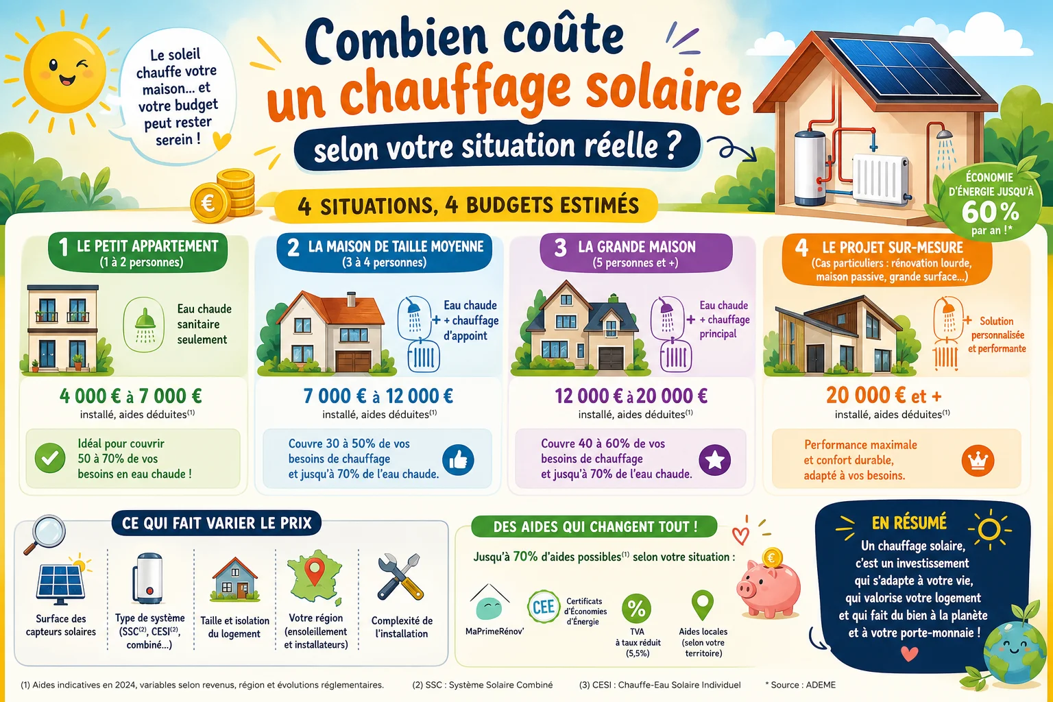 Infographie — Combien coûte un chauffage solaire selon votre situation réelle ?
