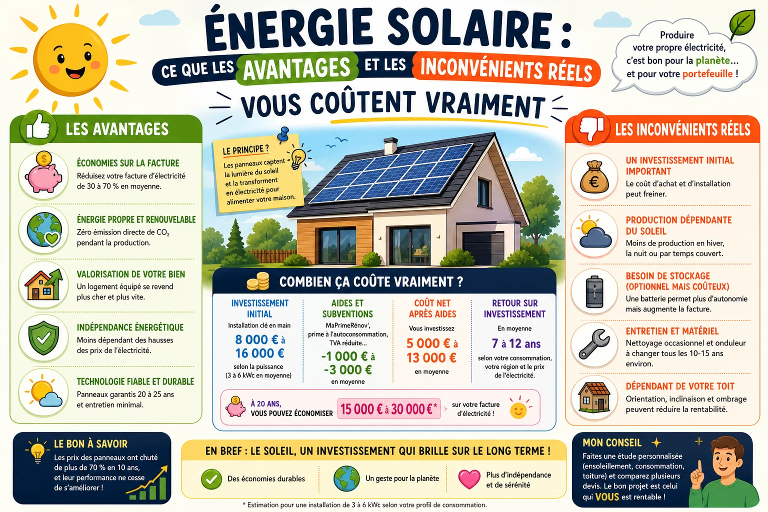Infographie — Énergie solaire : ce que les avantages et les inconvénients réels vous coûtent vraiment