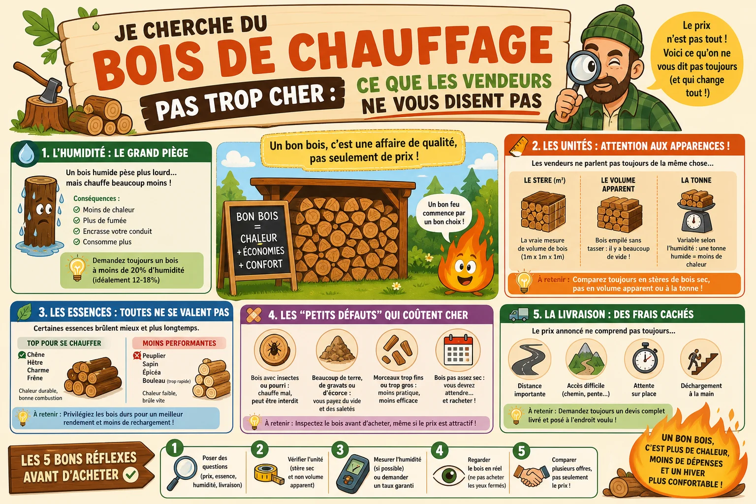 Infographie — Je cherche du bois de chauffage pas trop cher : ce que les vendeurs ne vous disent pas