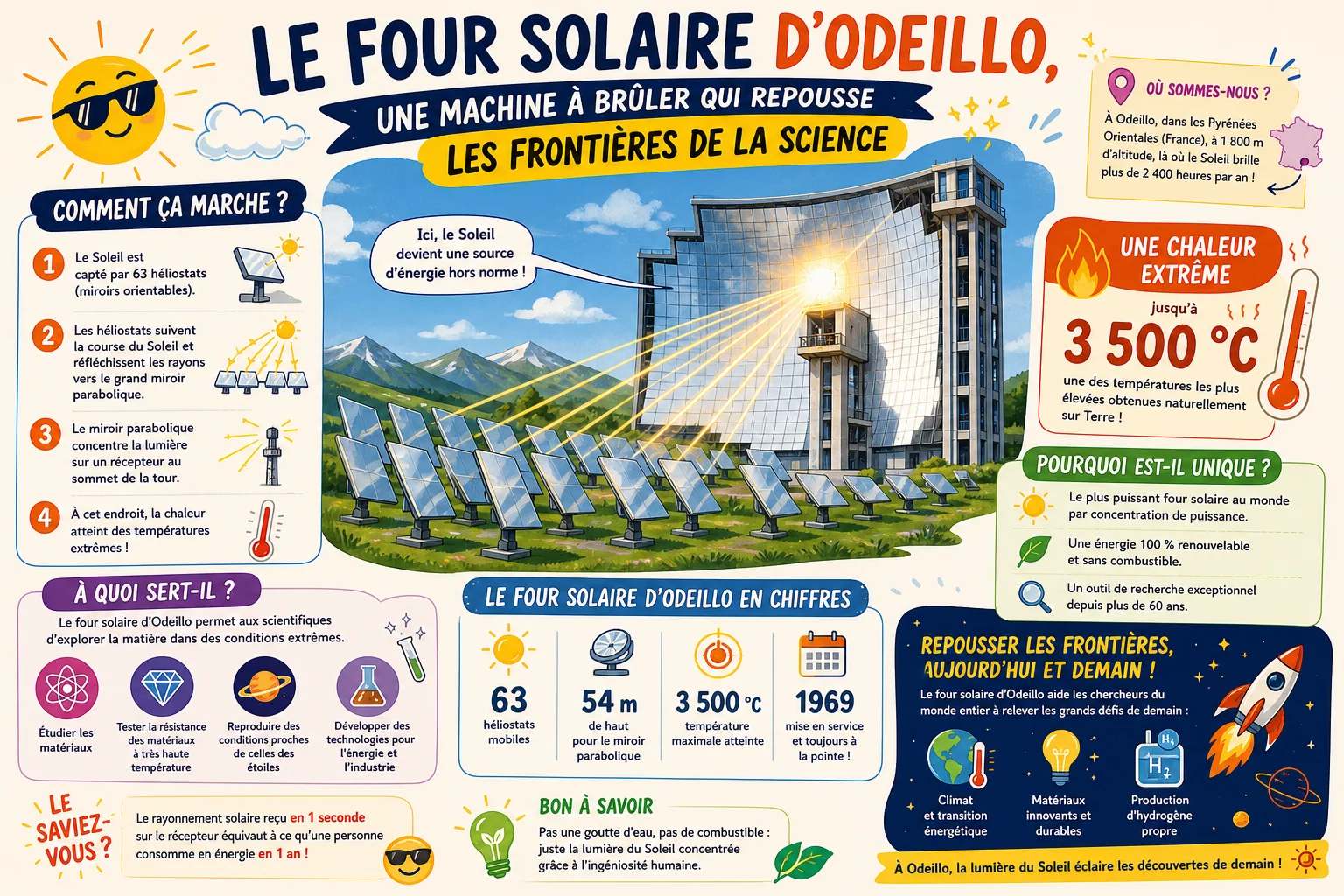 Infographie — Le four solaire d'Odeillo, une machine à brûler qui repousse les frontières de la science