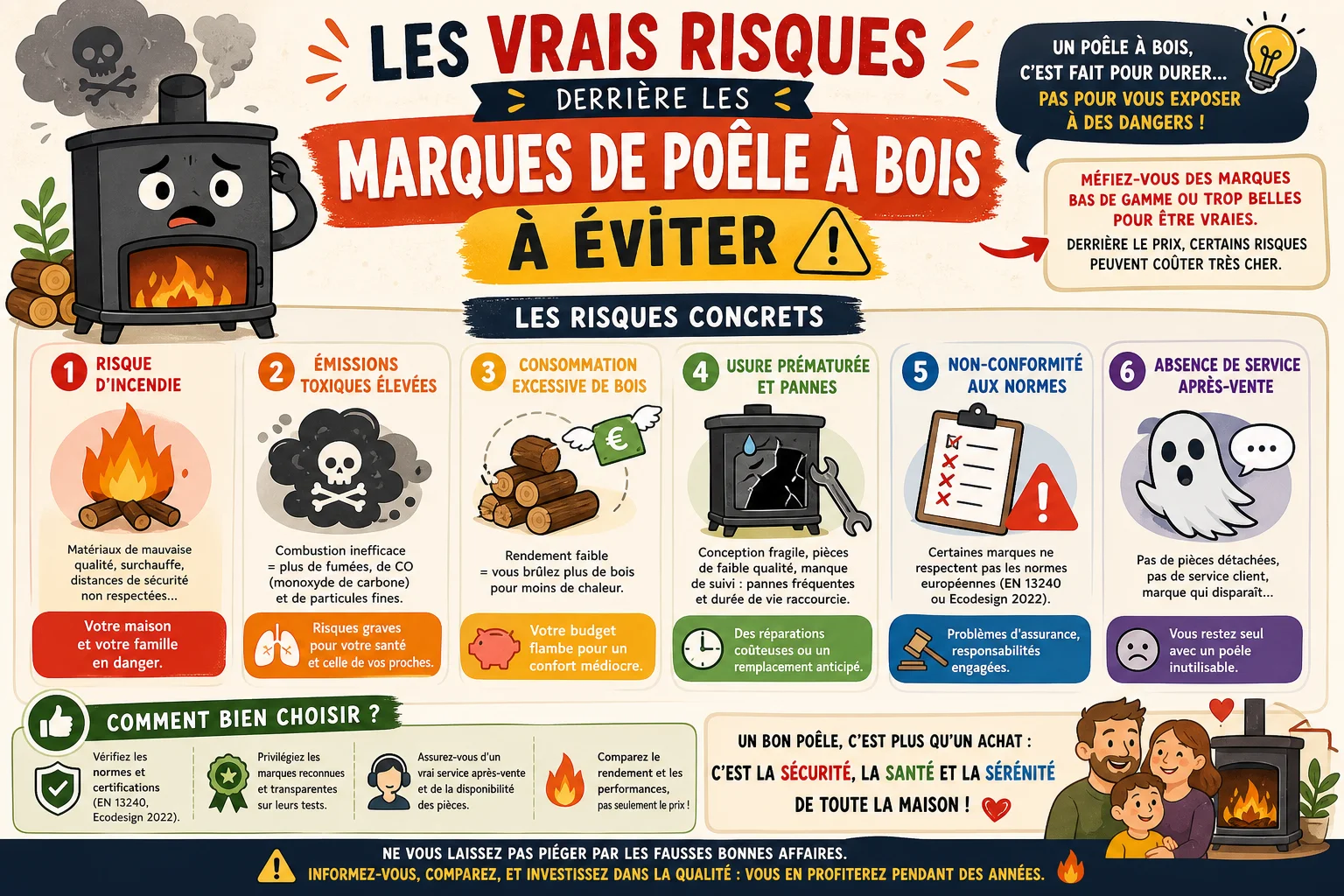 Infographie — Les vrais risques derrière les marques de poêle à bois à éviter