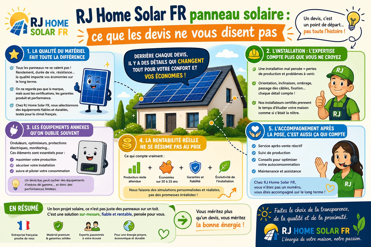 Infographie — RJ Home Solar FR panneau solaire : ce que les devis ne vous disent pas
